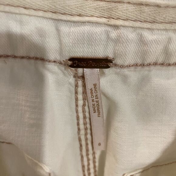 Free People White Paint Splatter Wide Leg Pants Sz 6 - Picture 8 of 15